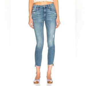 Mother Looker Ankle Step Fray Where’s The Smoke Denim Blue Jeans Women’s Size 25